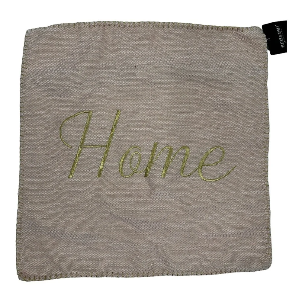 Home & Parke Embroidered Pillow Cover 20x20 Light‎ Pink Gold NWT